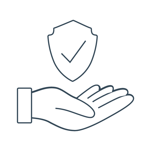 Icon auf dem eine Hand mit zu sehen ist, über der einSchutzschild schwebt